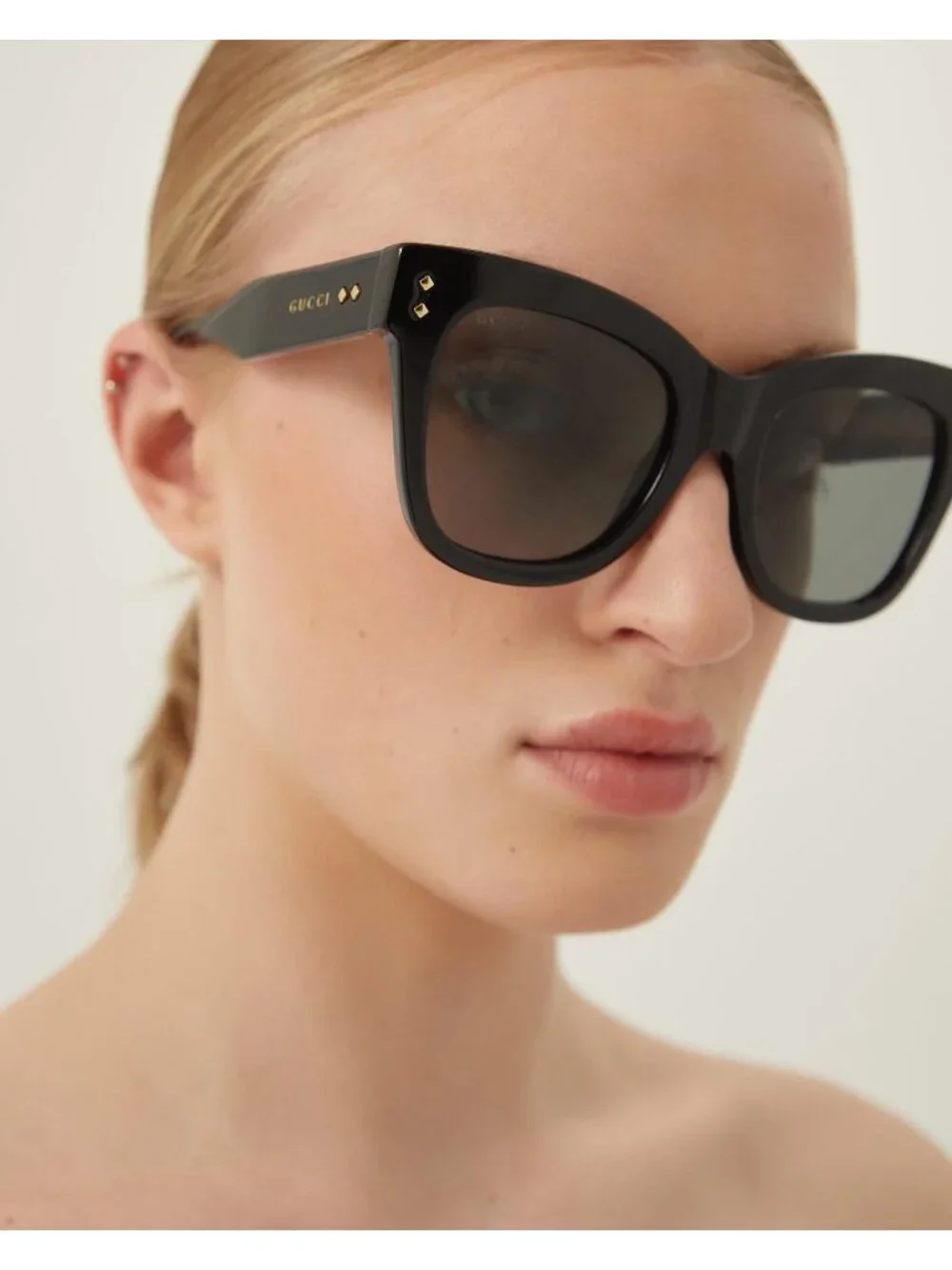 Gucci GG1082S 001 Cat Eye Sunglasses - Black / Grey